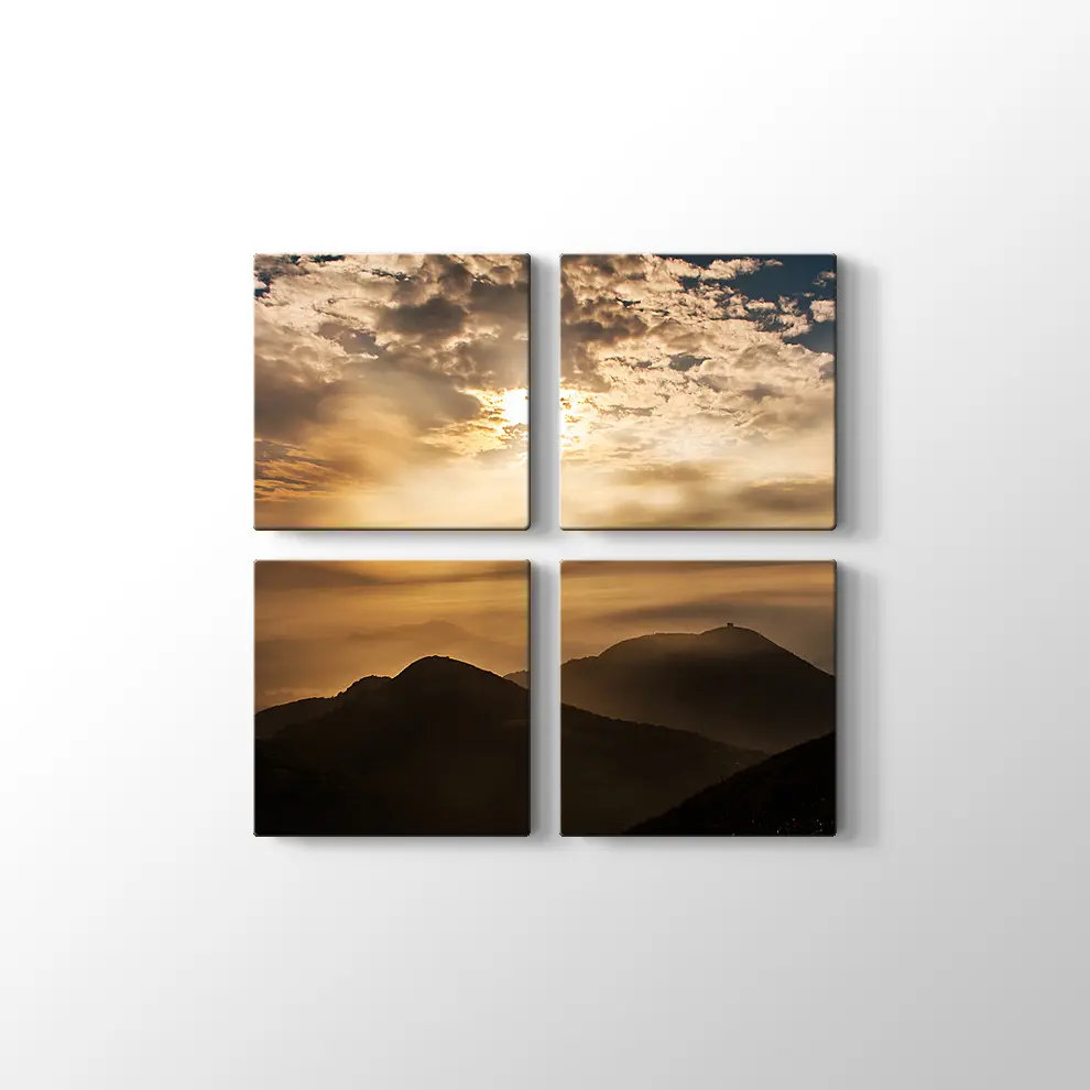 Uçan Bulutlarla Gün Batımı Kanvas Tablo