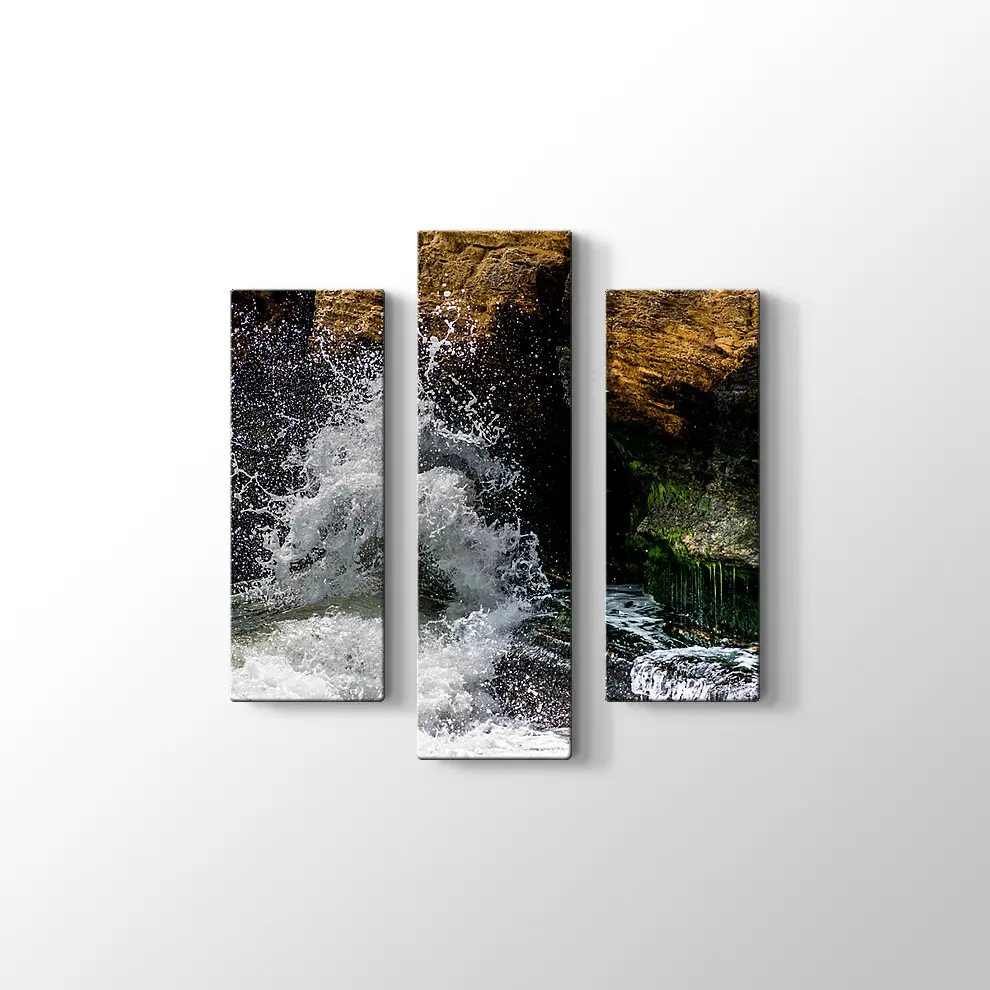 Kayalara Vuran Dalgalar Kanvas Tablo