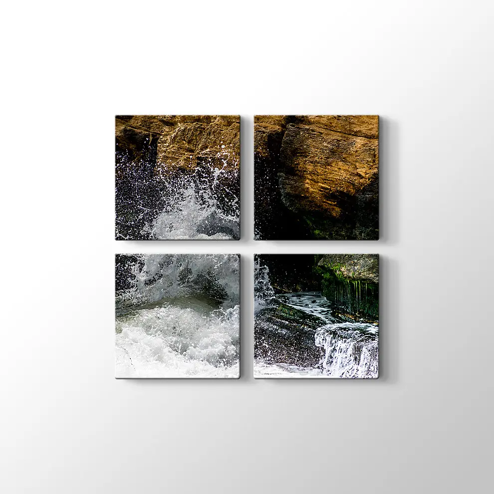 Kayalara Vuran Dalgalar Kanvas Tablo