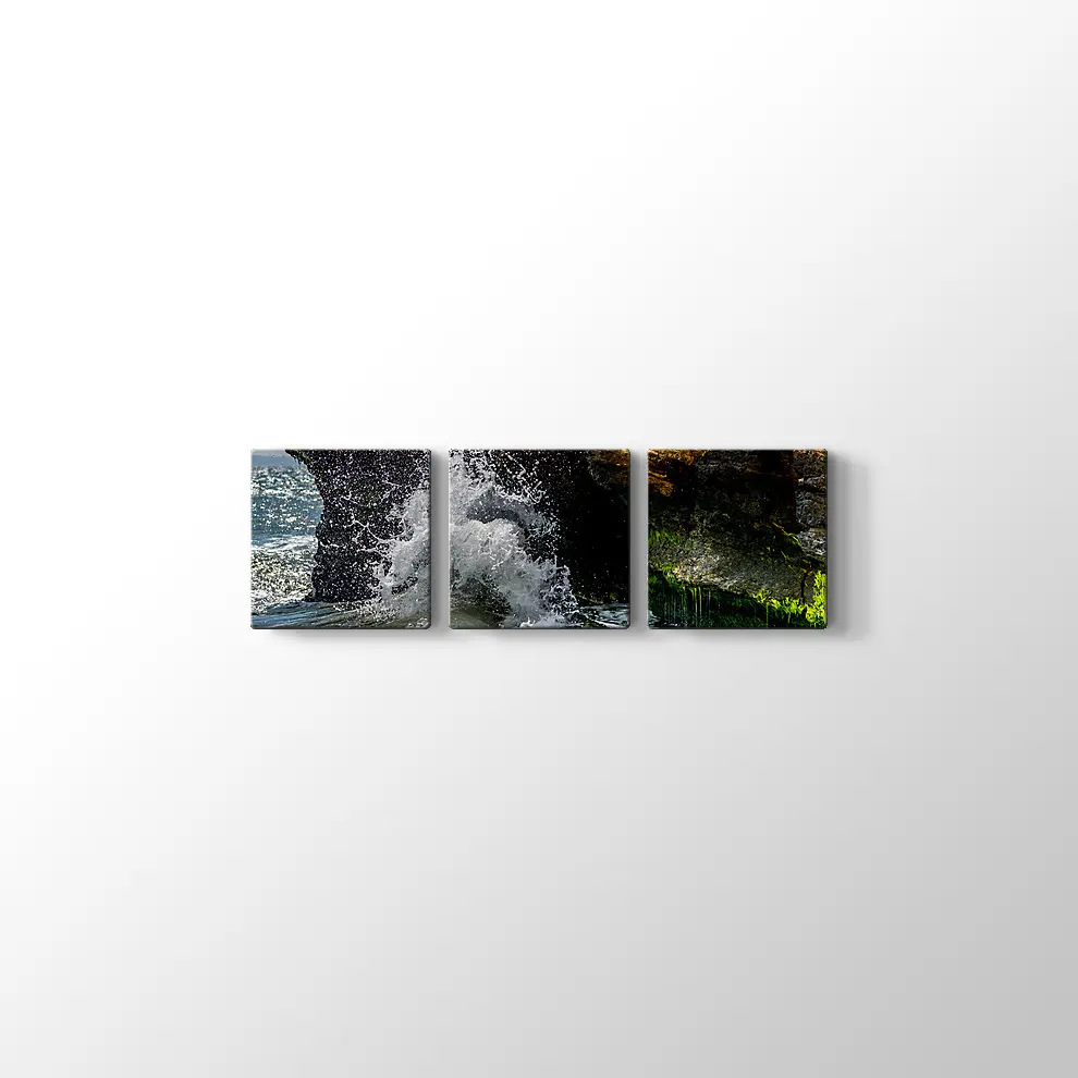 Kayalara Vuran Dalgalar Kanvas Tablo