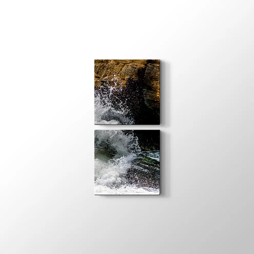 Kayalara Vuran Dalgalar Kanvas Tablo