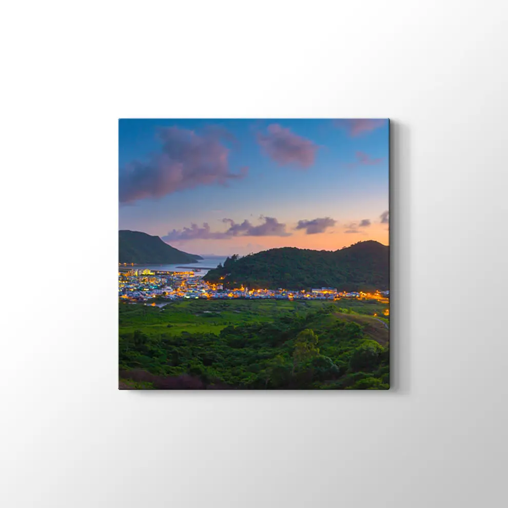 Hong Kong Balıkçı Köyü Kanvas Tablo