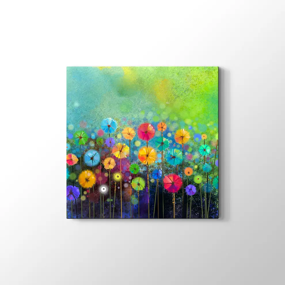Suluboya Çiçek Kanvas Tablo