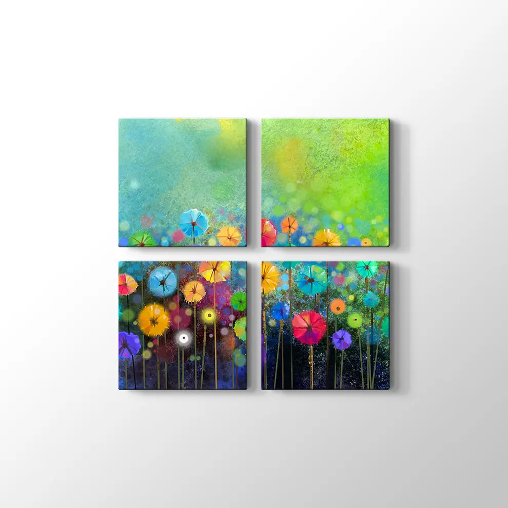 Suluboya Çiçek Kanvas Tablo