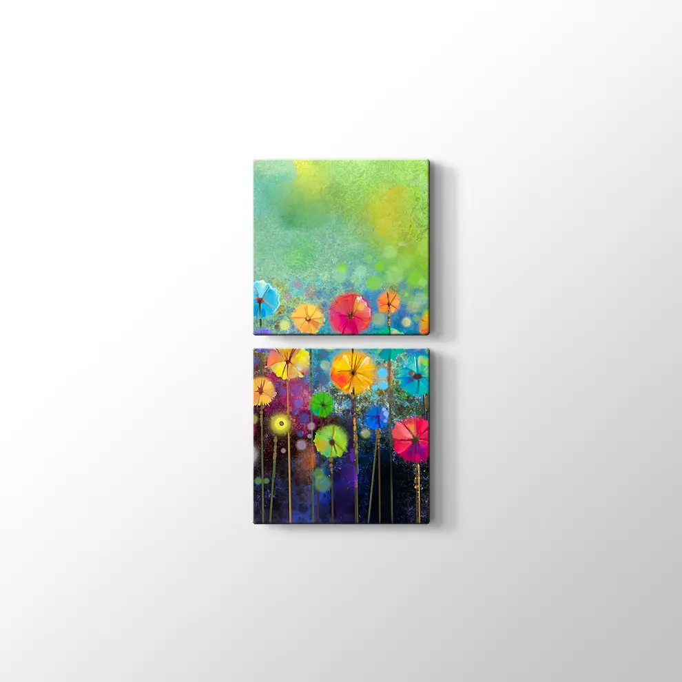 Suluboya Çiçek Kanvas Tablo