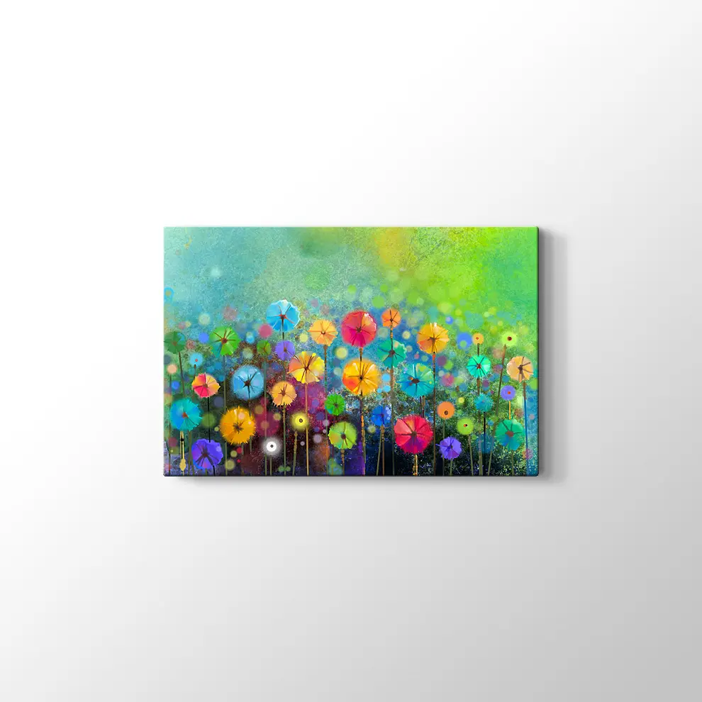 Suluboya Çiçek Kanvas Tablo