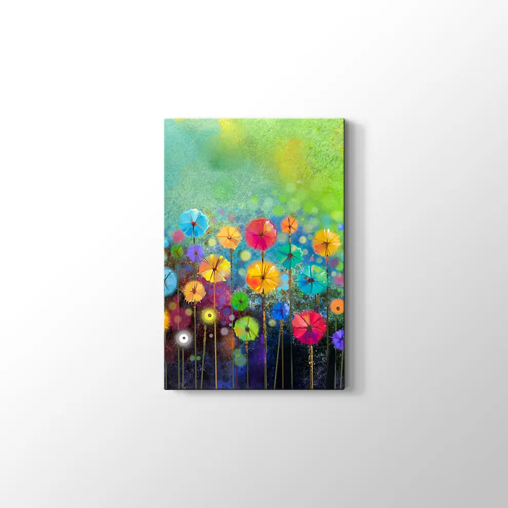 Suluboya Çiçek Kanvas Tablo