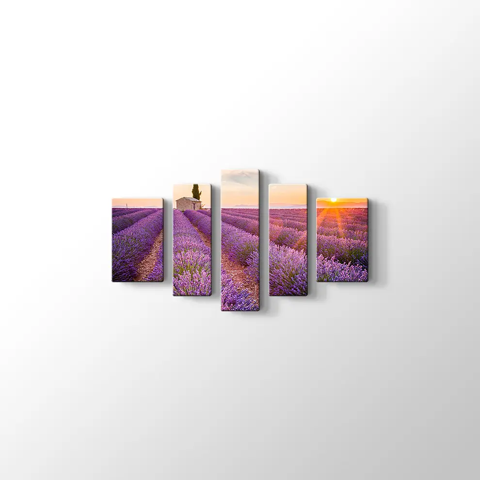 Günbatımında Lavanta Tarlası Kanvas Tablo