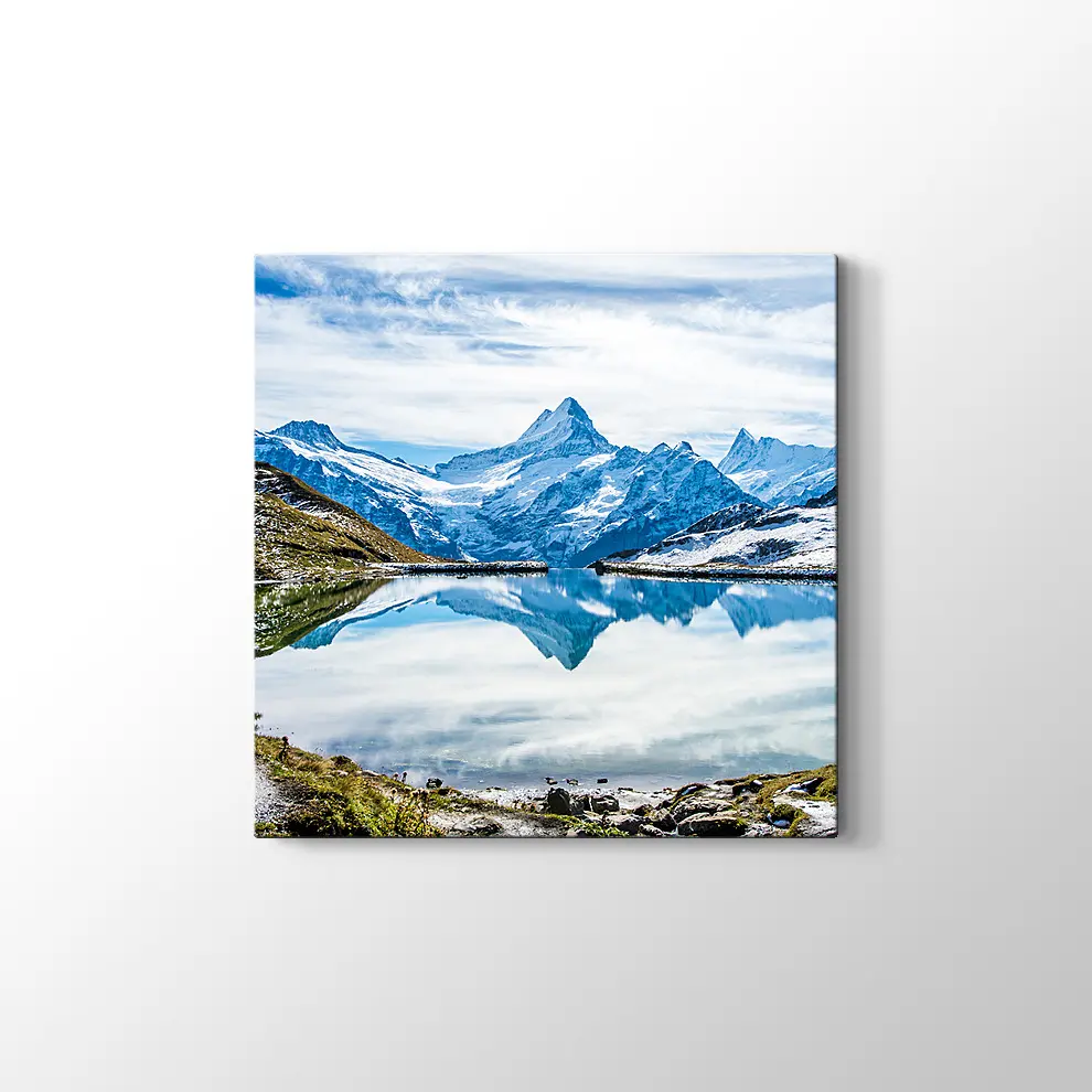 Grindelwald Dağ Gölü Kanvas Tablo