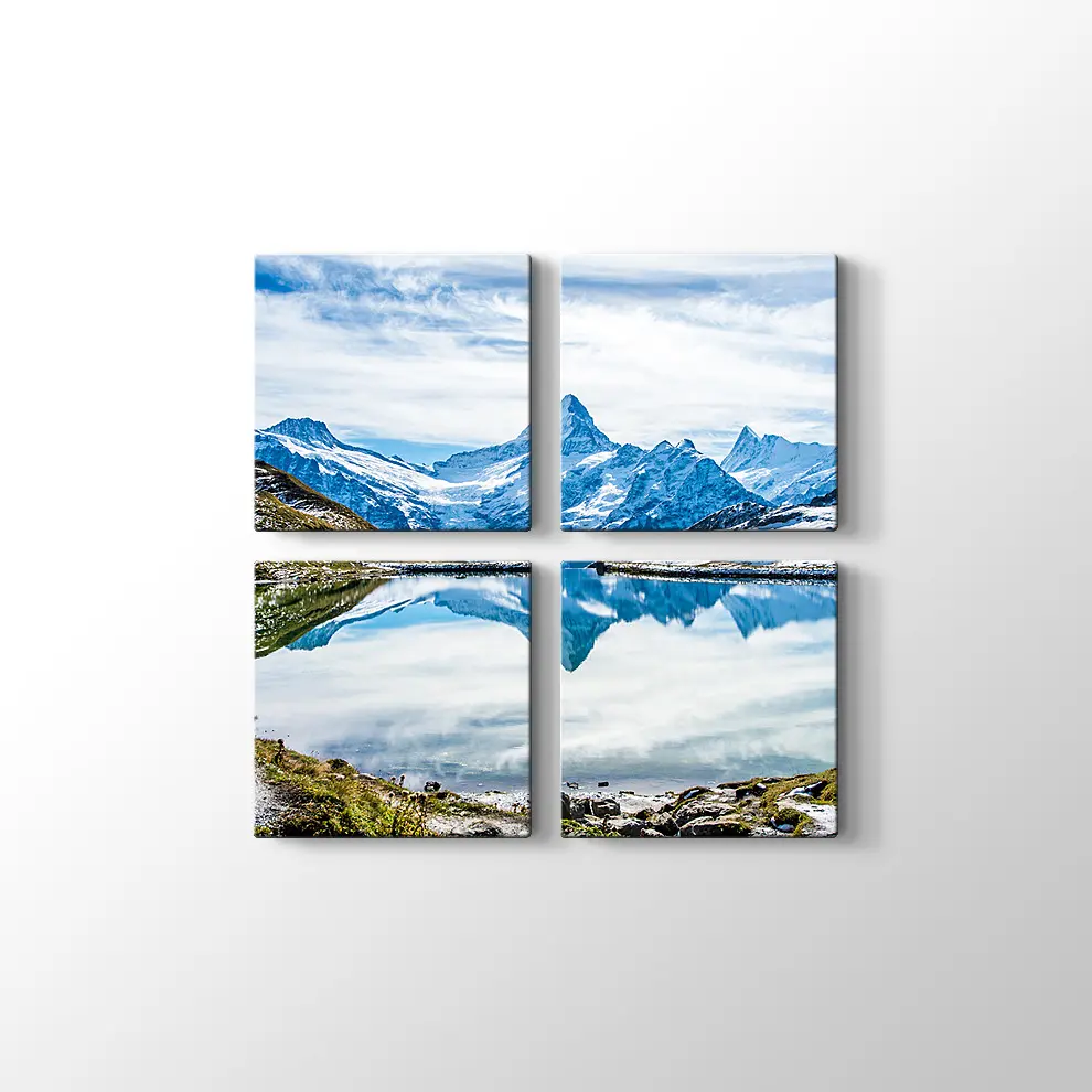 Grindelwald Dağ Gölü Kanvas Tablo