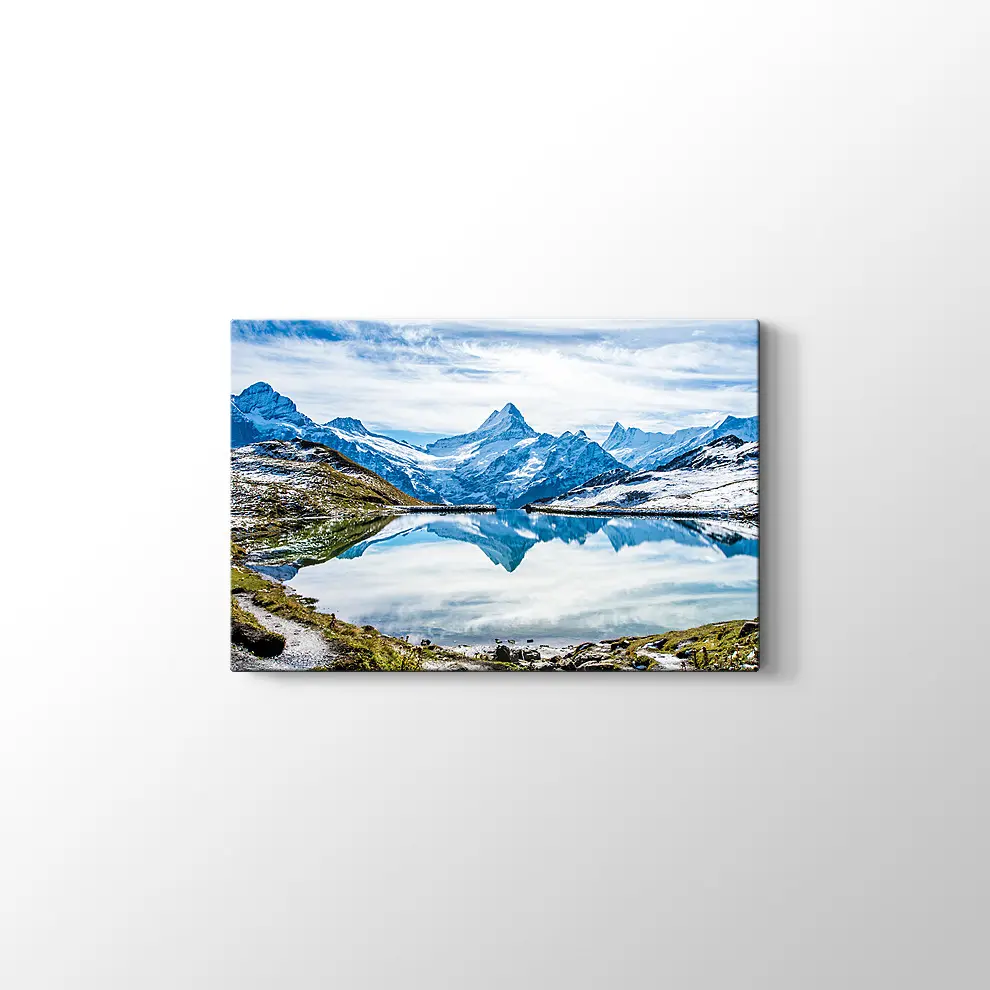 Grindelwald Dağ Gölü Kanvas Tablo