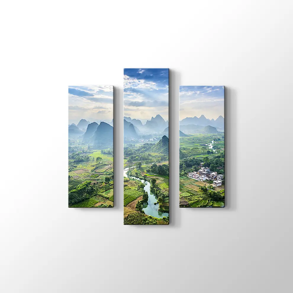 Li Nehri ve Karst Dağları Manzarası Kanvas Tablo