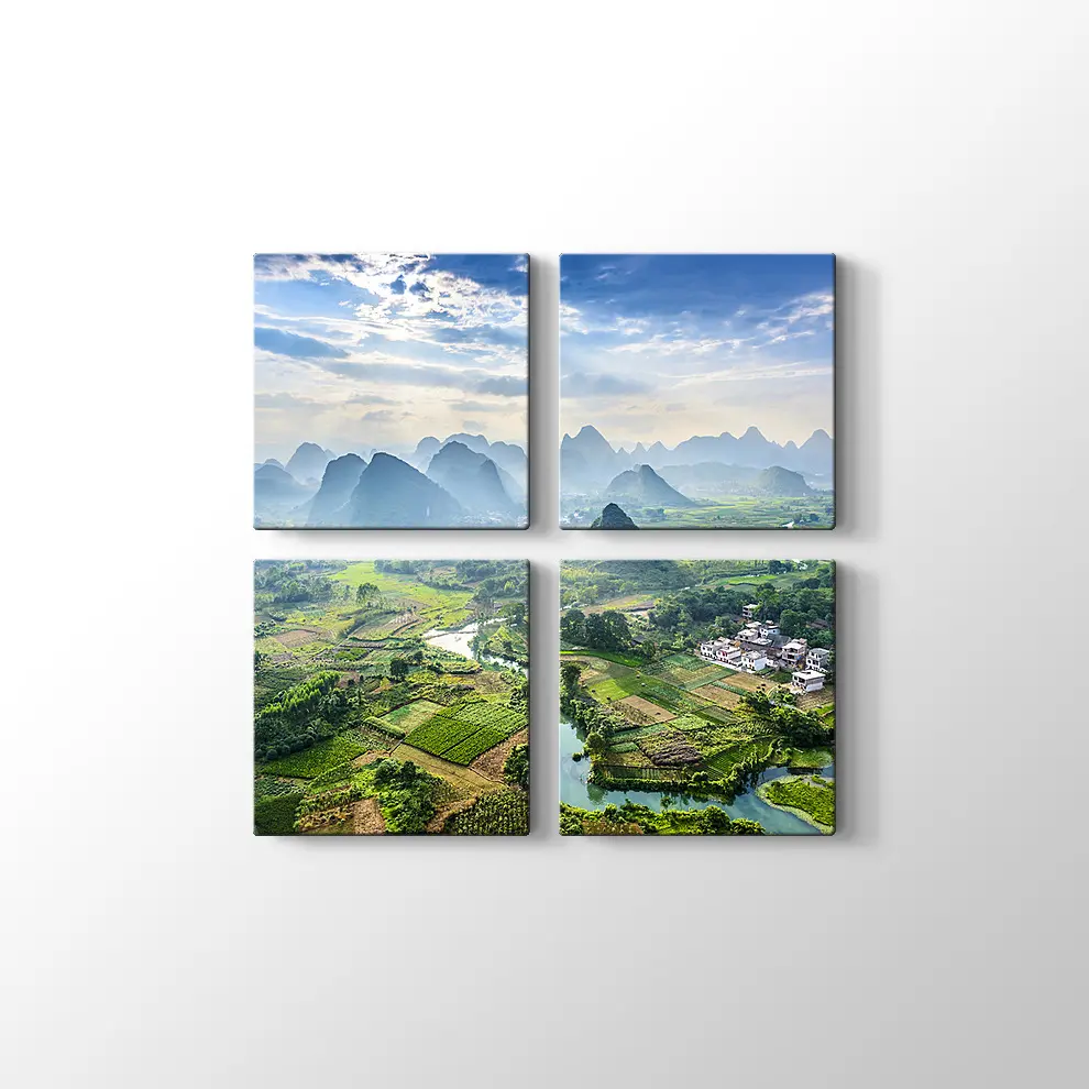 Li Nehri ve Karst Dağları Manzarası Kanvas Tablo
