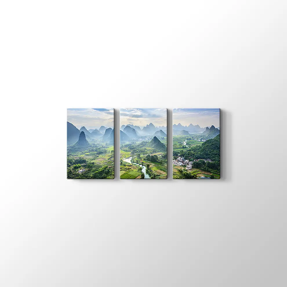 Li Nehri ve Karst Dağları Manzarası Kanvas Tablo