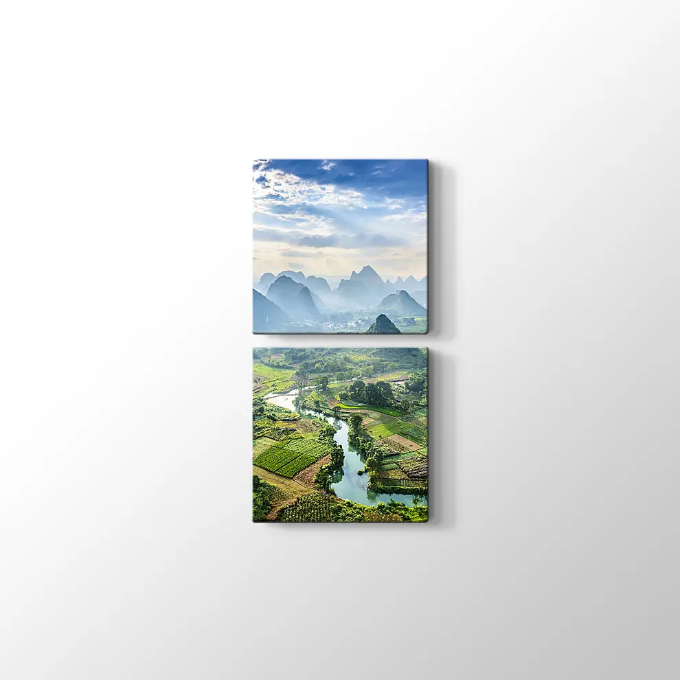 Li Nehri ve Karst Dağları Manzarası Kanvas Tablo