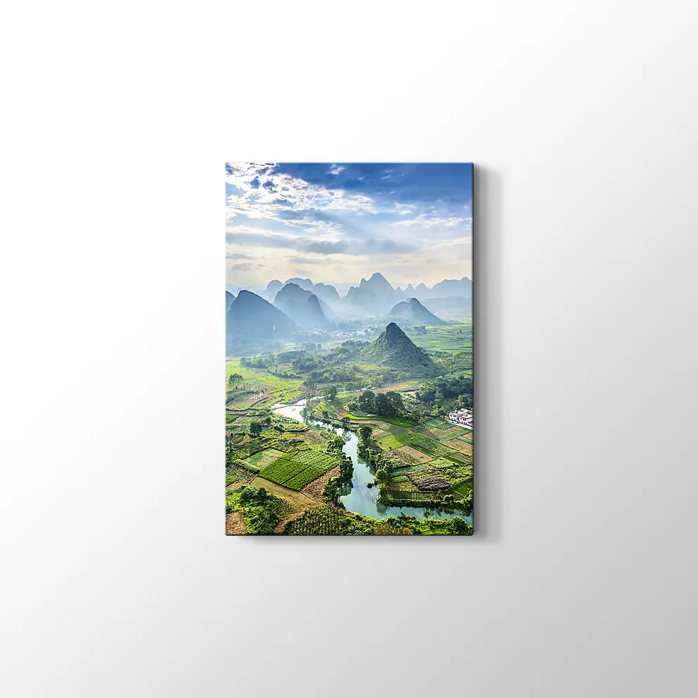 Li Nehri ve Karst Dağları Manzarası Kanvas Tablo