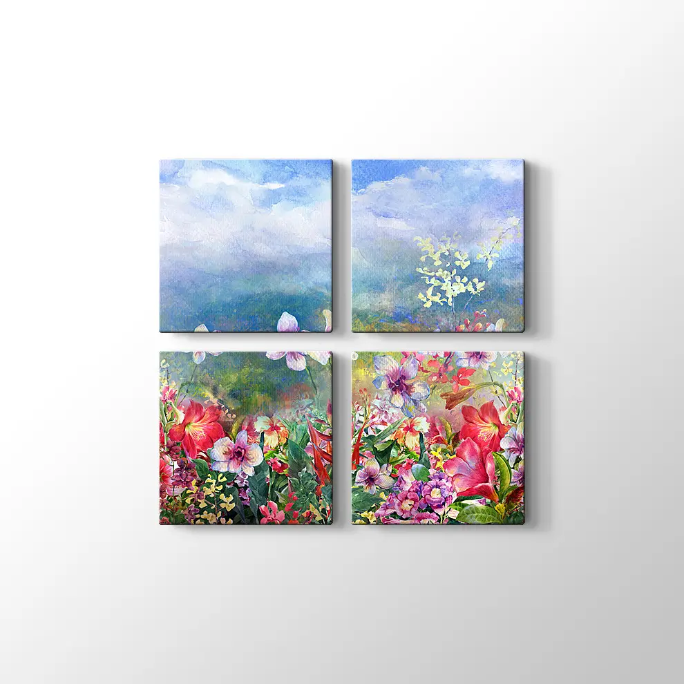 Çok Renkli Çiçek Kanvas Tablo