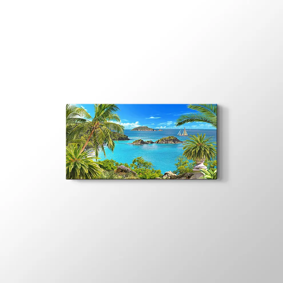 Tepeden Deniz Manzarası Kanvas Tablo