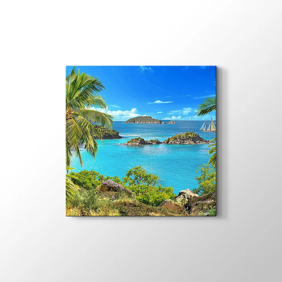 Tepeden Deniz Manzarası Kanvas Tablo