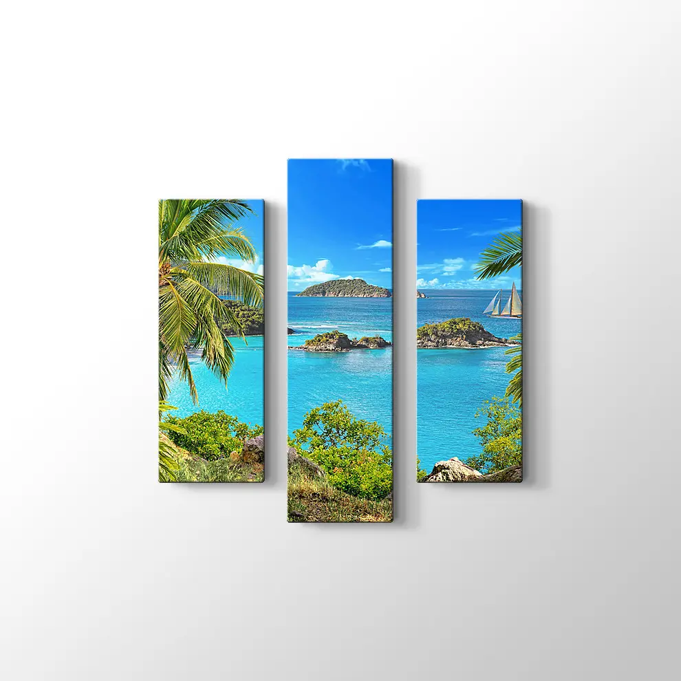 Tepeden Deniz Manzarası Kanvas Tablo