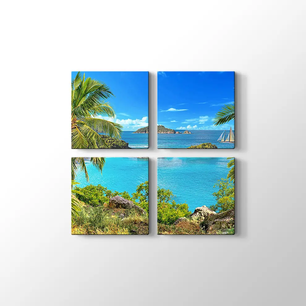 Tepeden Deniz Manzarası Kanvas Tablo