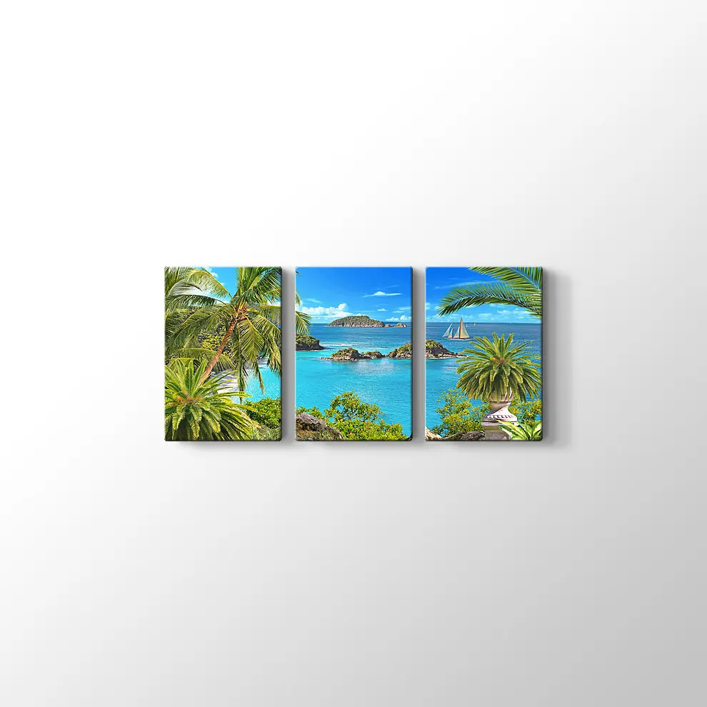 Tepeden Deniz Manzarası Kanvas Tablo