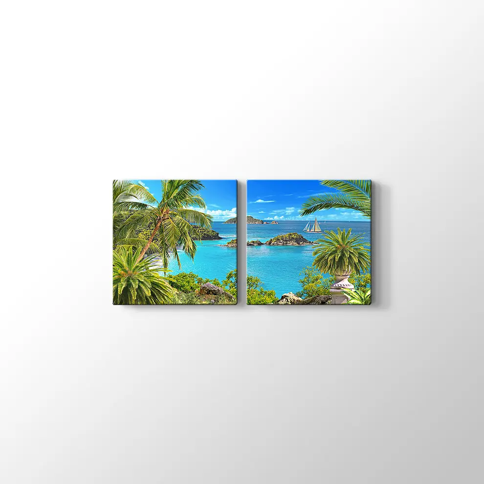 Tepeden Deniz Manzarası Kanvas Tablo