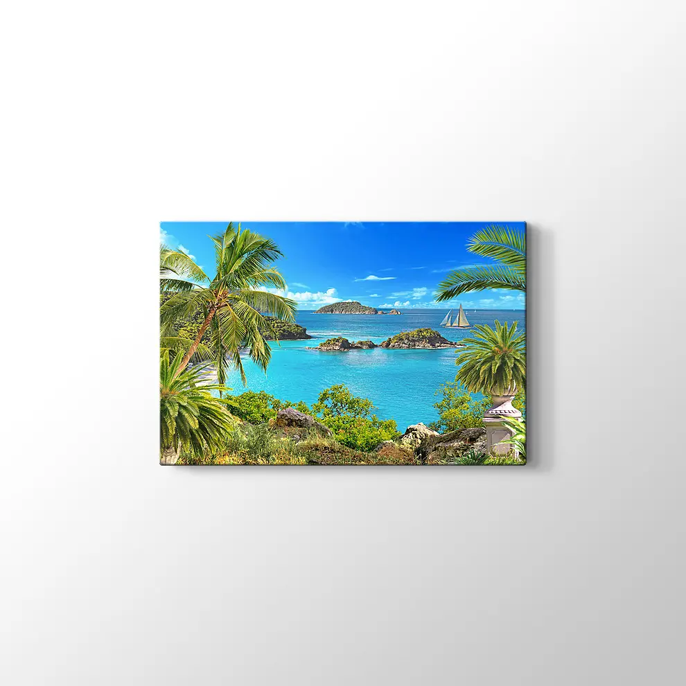 Tepeden Deniz Manzarası Kanvas Tablo