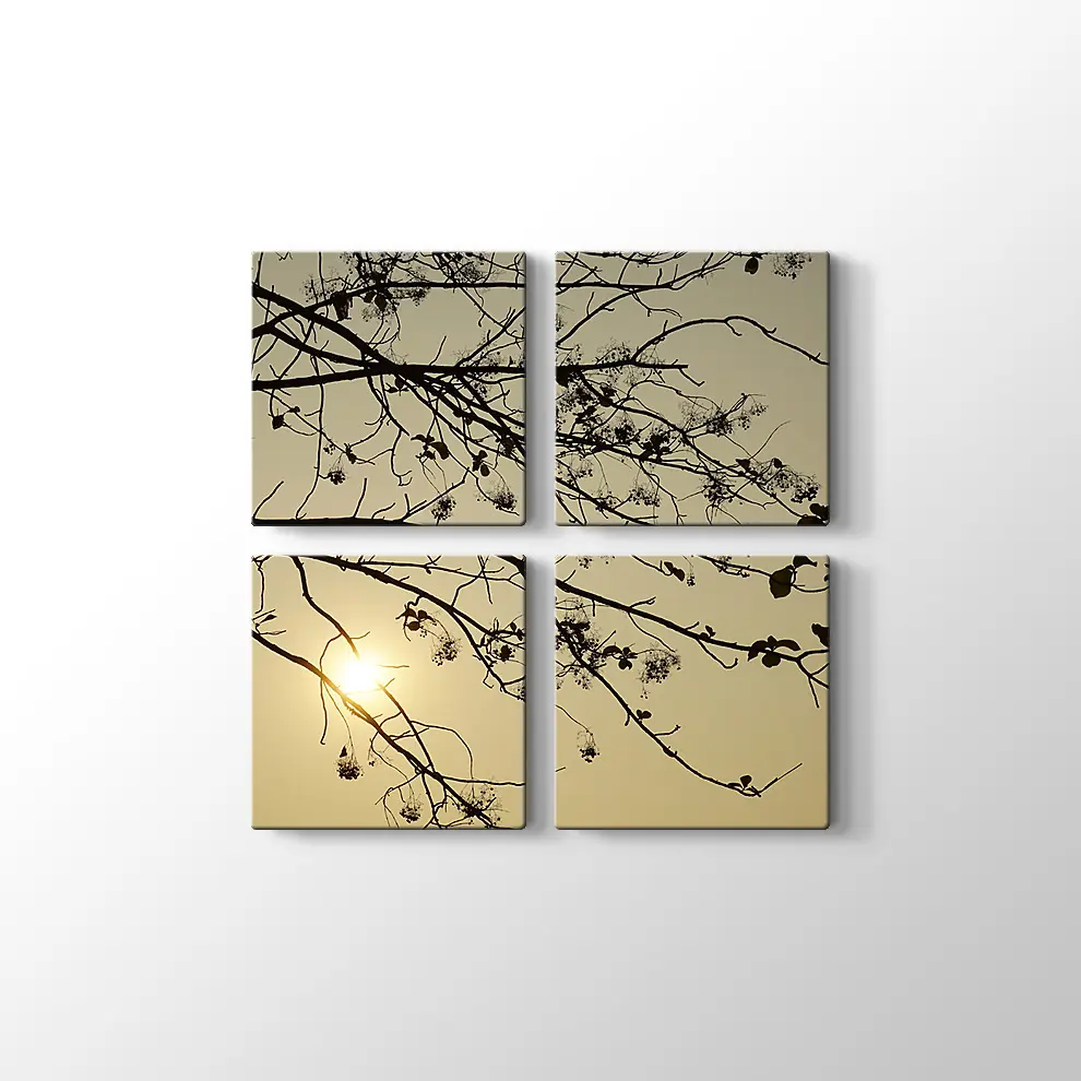 Günbatımı Kuru Ağaç Kanvas Tablo