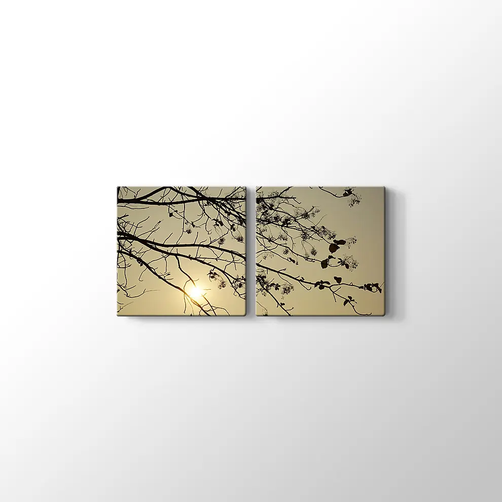 Günbatımı Kuru Ağaç Kanvas Tablo