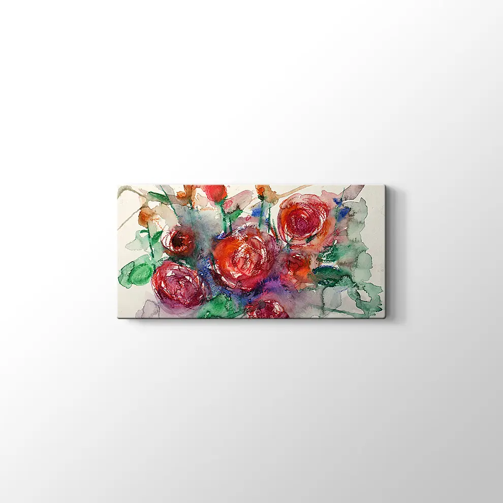 Suluboya Güller Kanvas Tablo