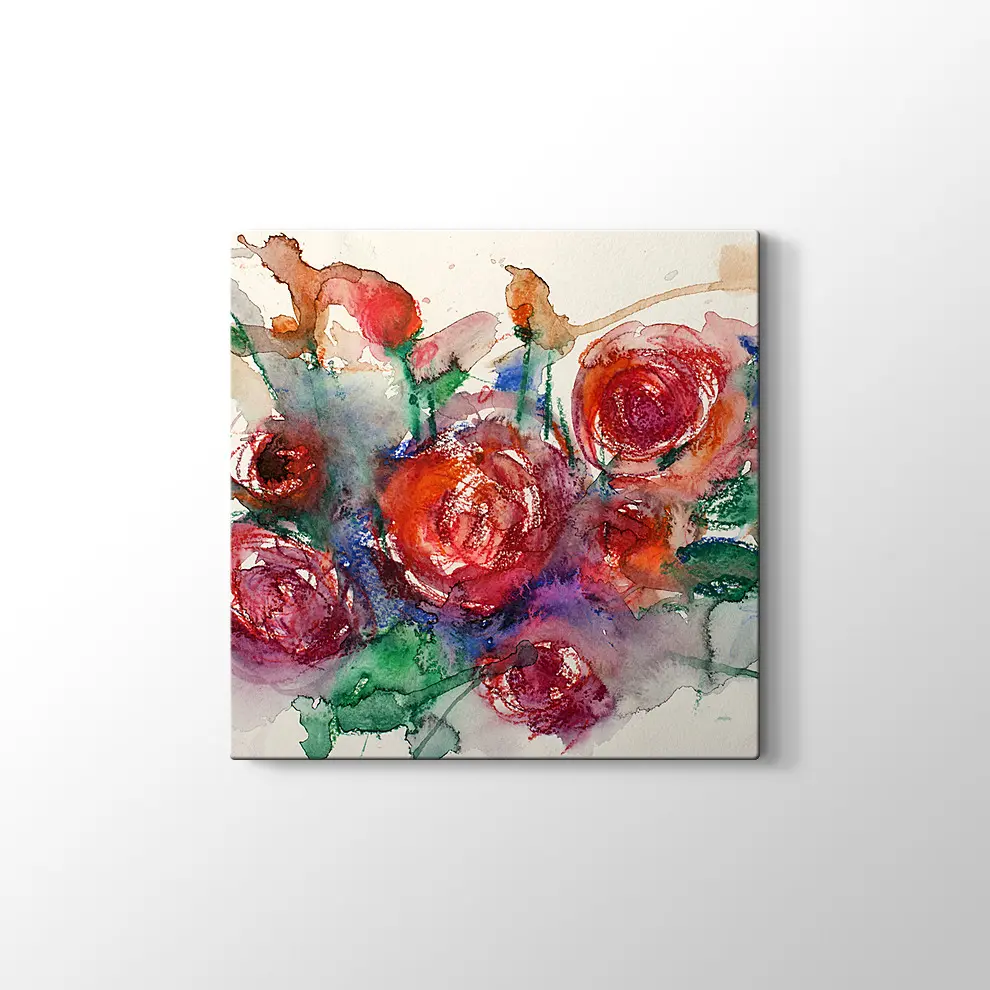 Suluboya Güller Kanvas Tablo