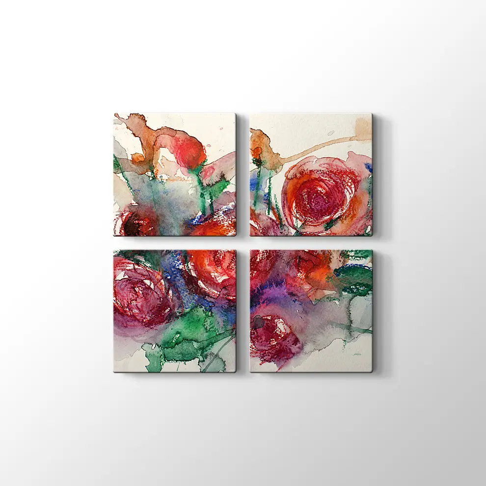 Suluboya Güller Kanvas Tablo