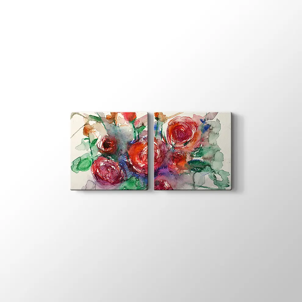Suluboya Güller Kanvas Tablo