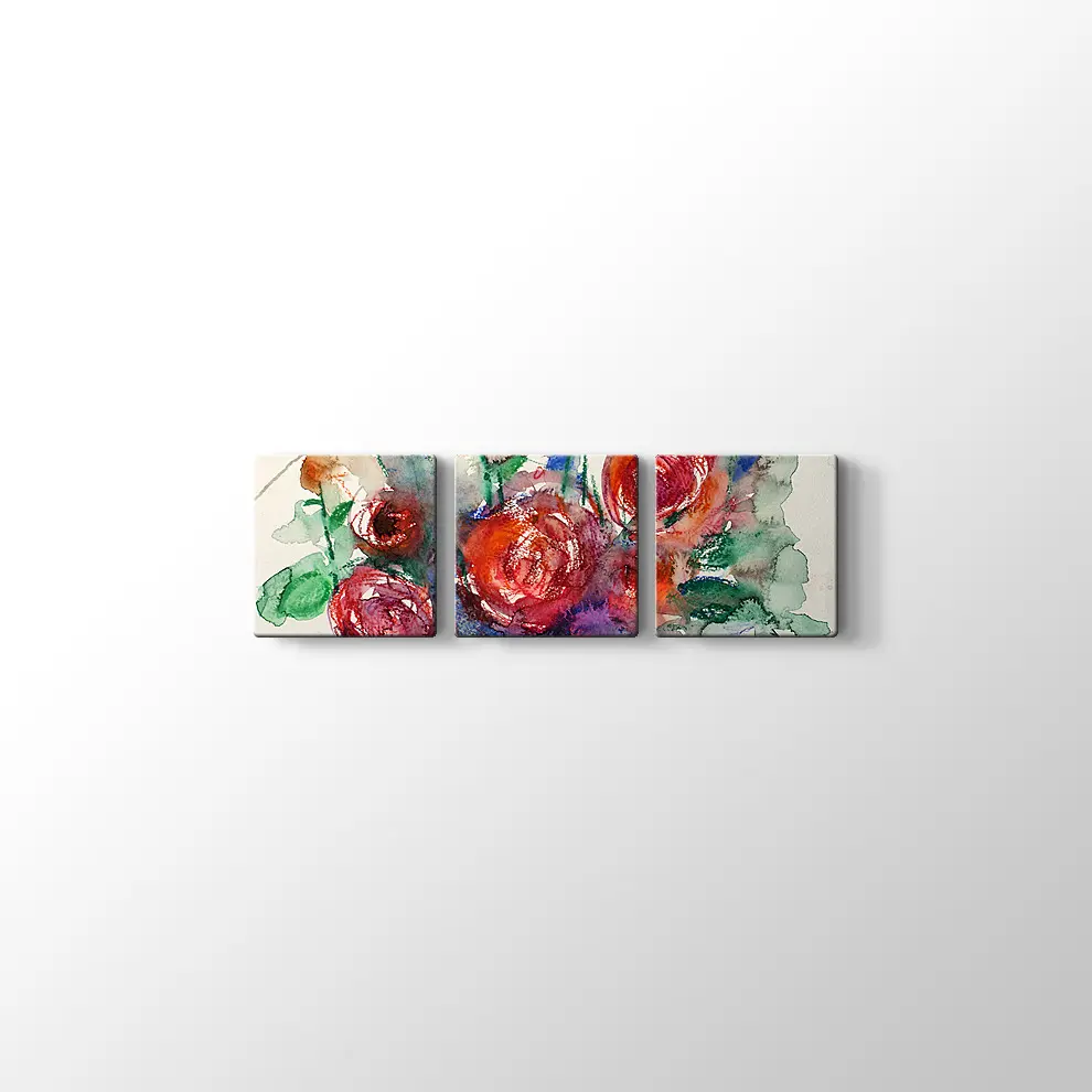 Suluboya Güller Kanvas Tablo