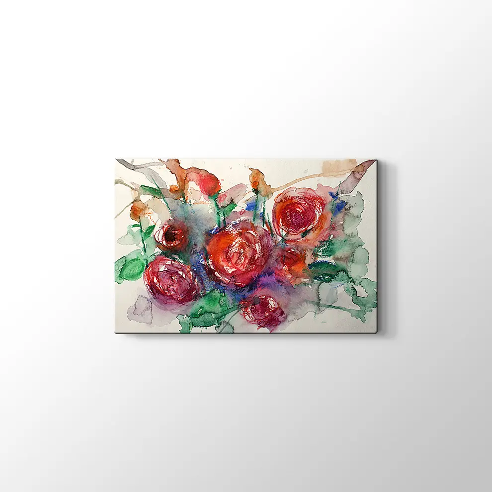 Suluboya Güller Kanvas Tablo