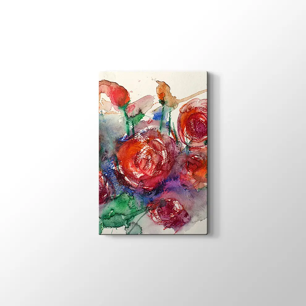 Suluboya Güller Kanvas Tablo