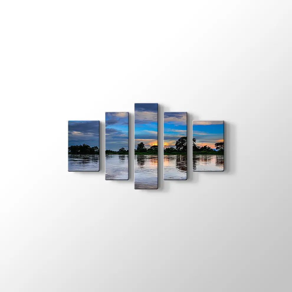 Gün Batımından Sonra Göl Manzarası Kanvas Tablo