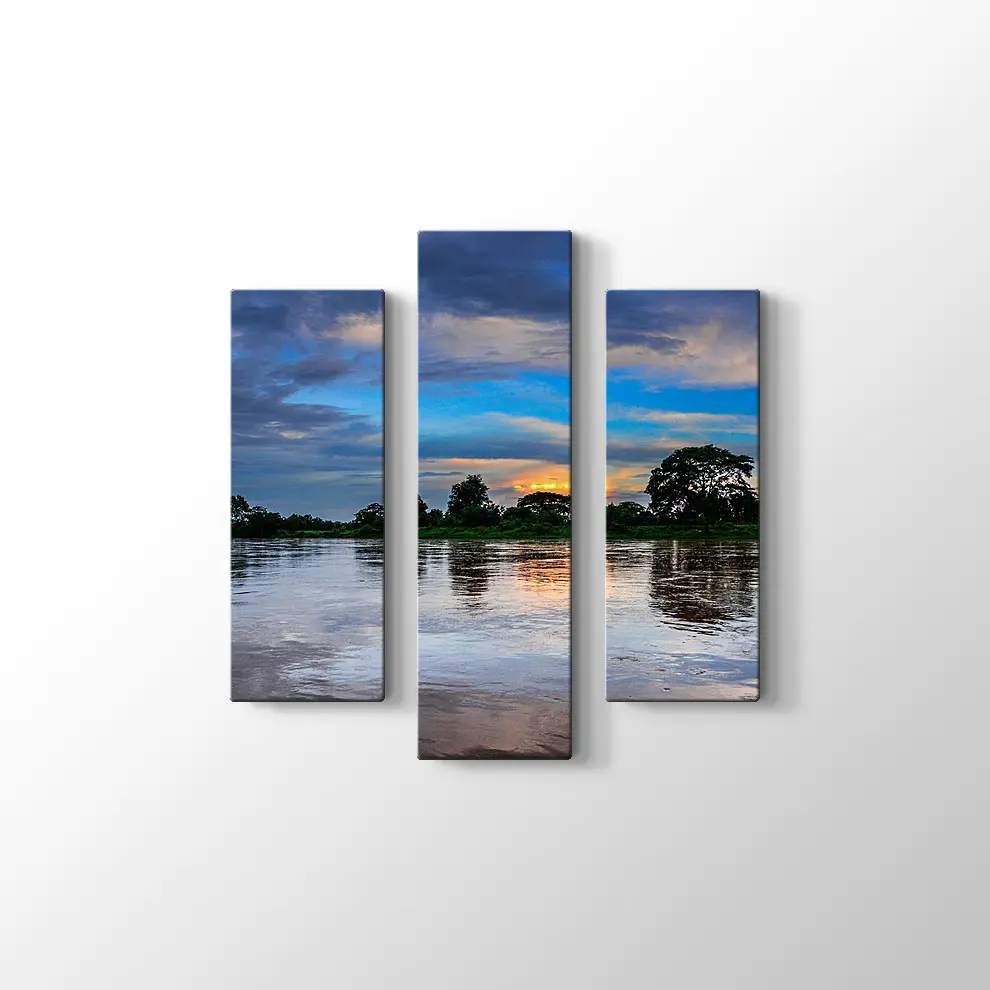 Gün Batımından Sonra Göl Manzarası Kanvas Tablo
