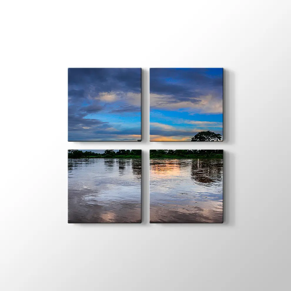 Gün Batımından Sonra Göl Manzarası Kanvas Tablo