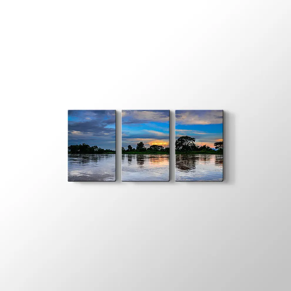 Gün Batımından Sonra Göl Manzarası Kanvas Tablo