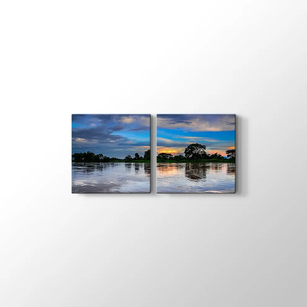 Gün Batımından Sonra Göl Manzarası Kanvas Tablo
