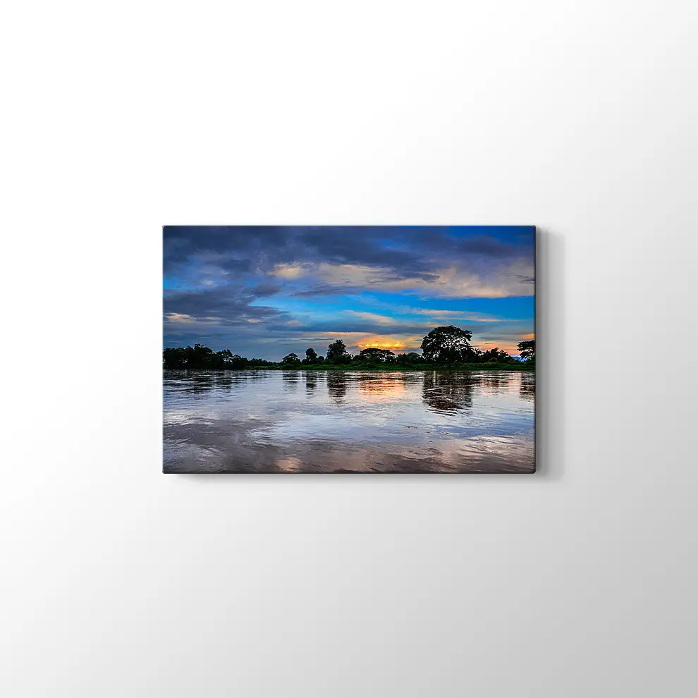 Gün Batımından Sonra Göl Manzarası Kanvas Tablo