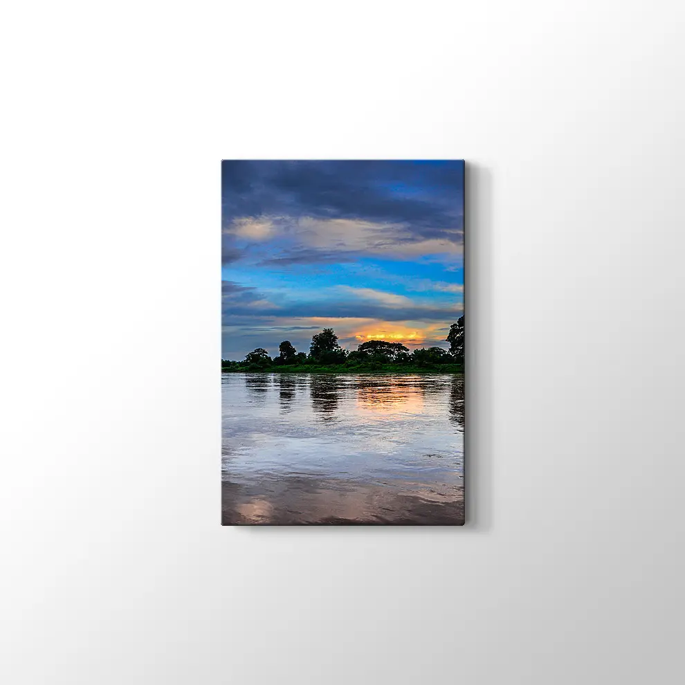 Gün Batımından Sonra Göl Manzarası Kanvas Tablo