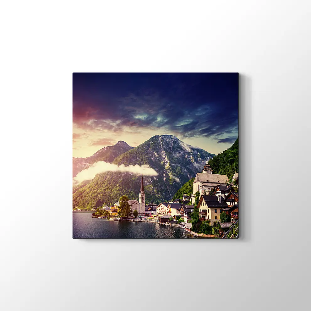 İtalya Sahil Viilası Kanvas Tablo