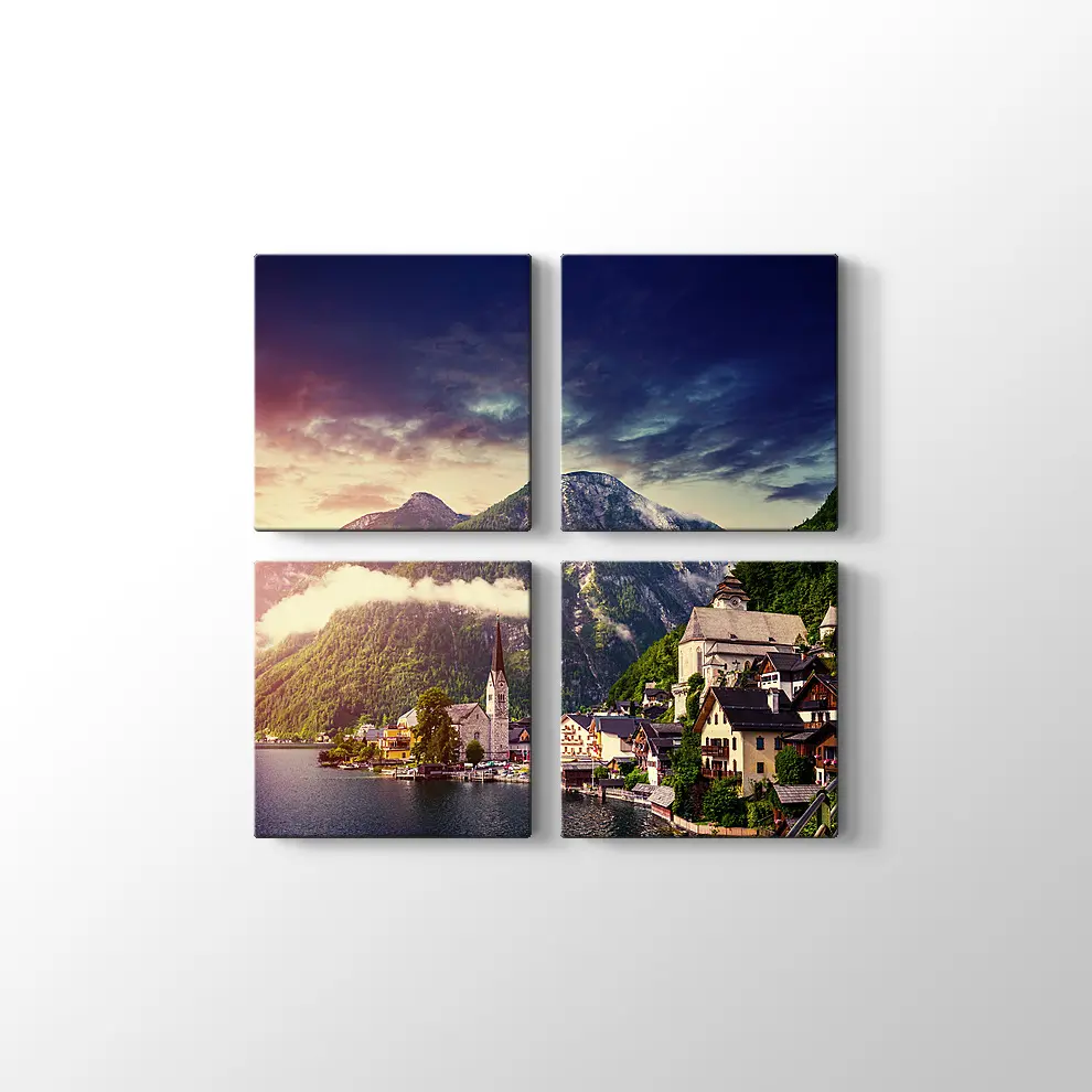 İtalya Sahil Viilası Kanvas Tablo