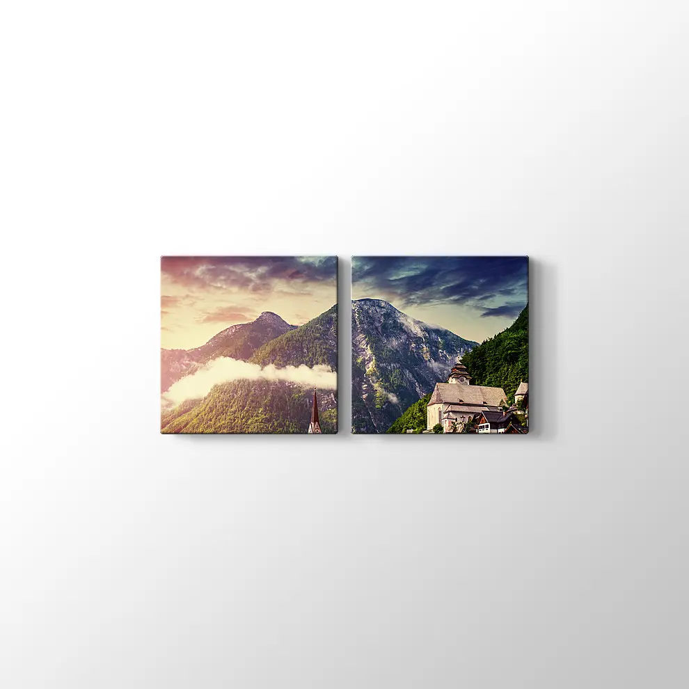 İtalya Sahil Viilası Kanvas Tablo