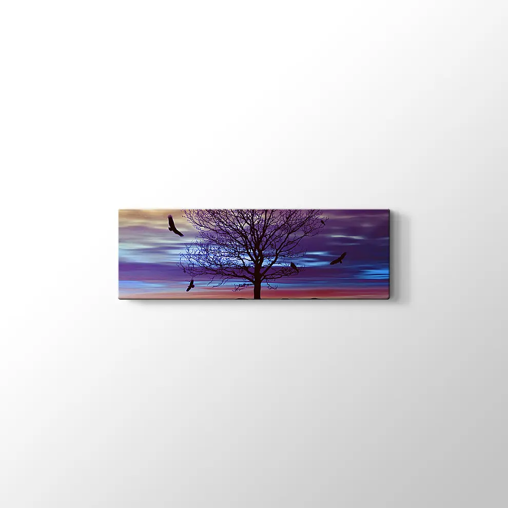 Yanlız Ağaç ve Kuşlar Kanvas Tablo