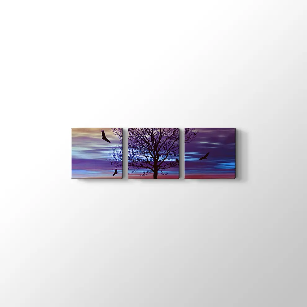 Yanlız Ağaç ve Kuşlar Kanvas Tablo