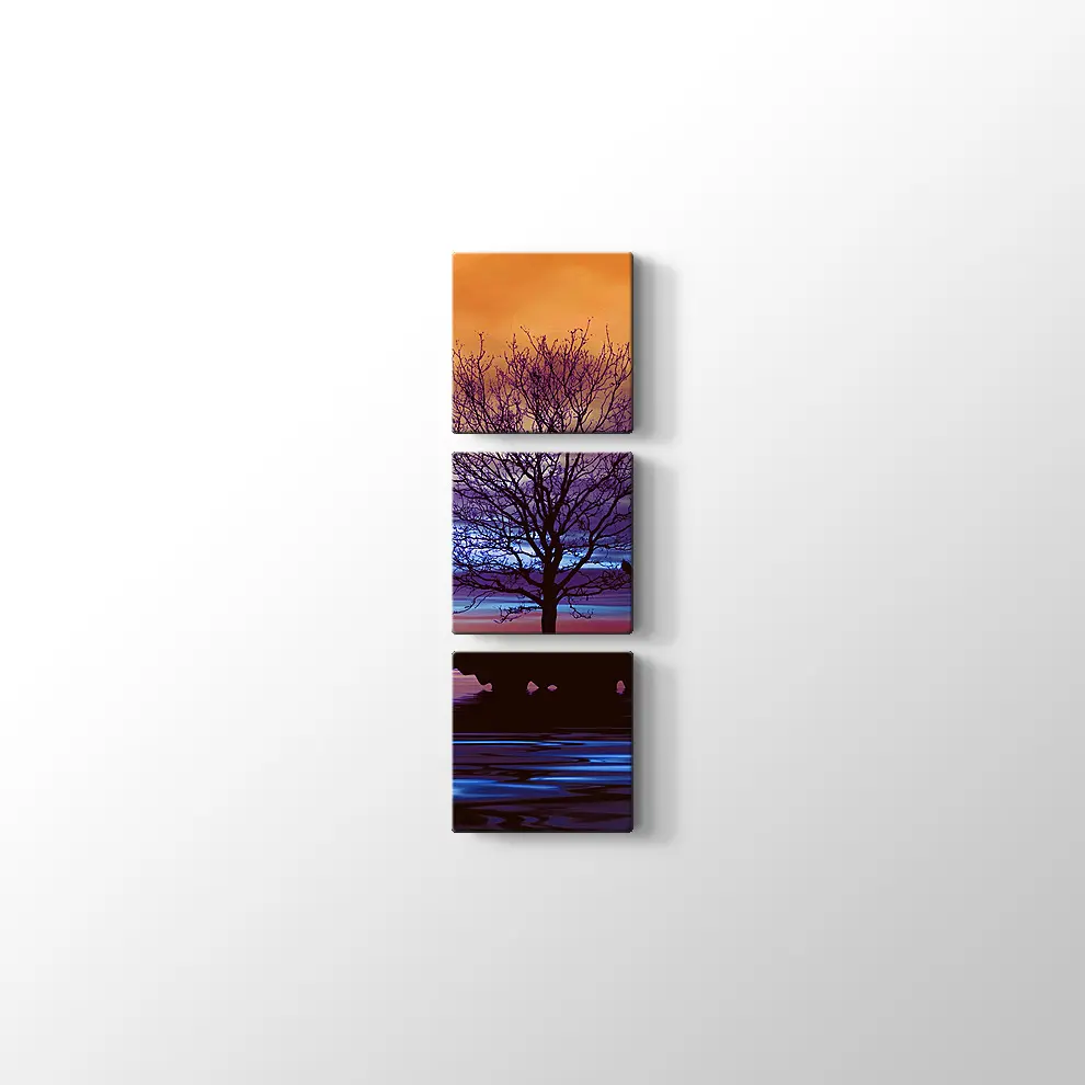 Yanlız Ağaç ve Kuşlar Kanvas Tablo